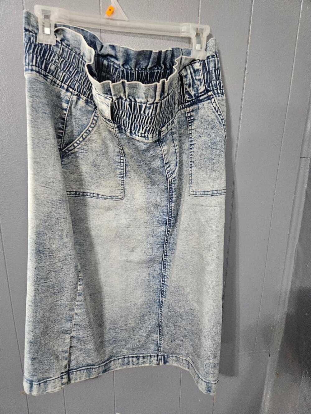 Be Girl Acid Wash Denim Midi Skirt Light Blue Size L